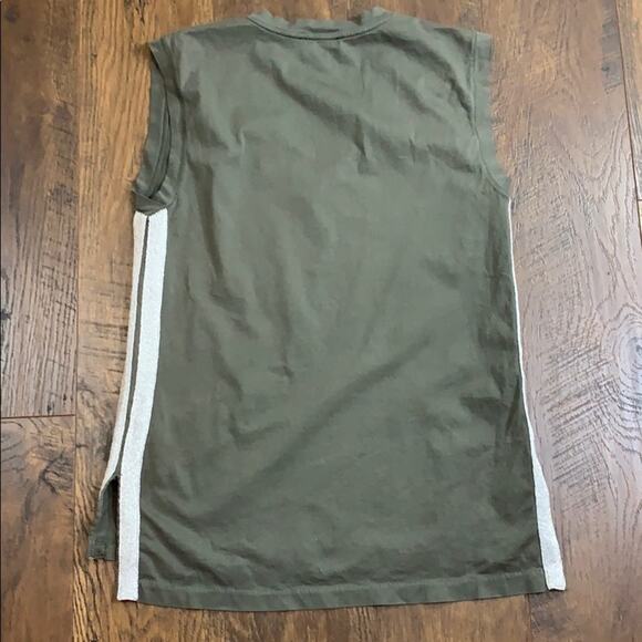 J Crew Metallic Striped/Green V-Neck Top - Picture 4 of 6